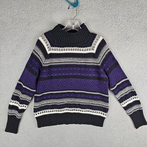 CHAPS Denim Women’s Knit Sweater Size Large Striped High Neck